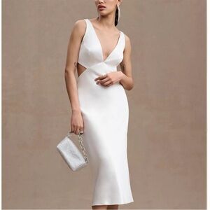 Sachin & Babi Sierra V-Neck Cutout Satin Midi Dress Size XS